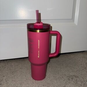 Stanley x Starbucks Berry Glitter Pink Gold Trim 40 oz Holiday Tumbler 2024 NEW